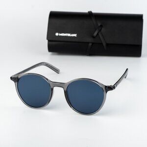 Montblanc Men Sunglasses Grey Blue Round MB0330S 001 NEW AUTHENTIC